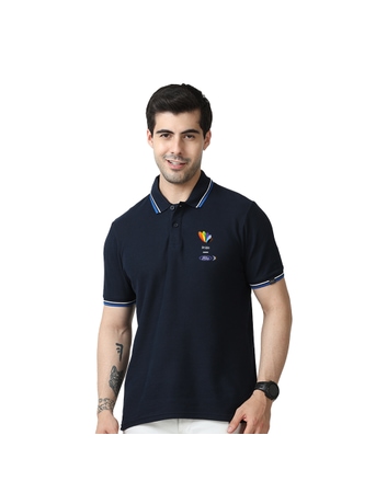 Mark & Spencer Pride Men's Polo T-shirt Navy Blue White & Blue Tipping